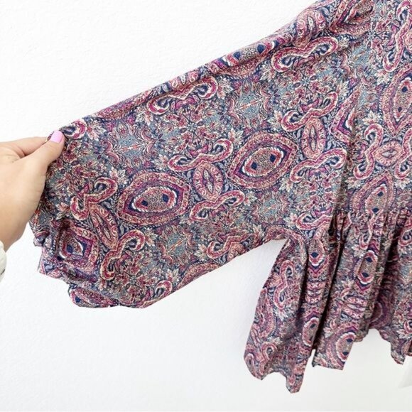 Banana Republic Balloon Sleeve Paisley Blouse Work Shirt Top Size M - Picture 3 of 8